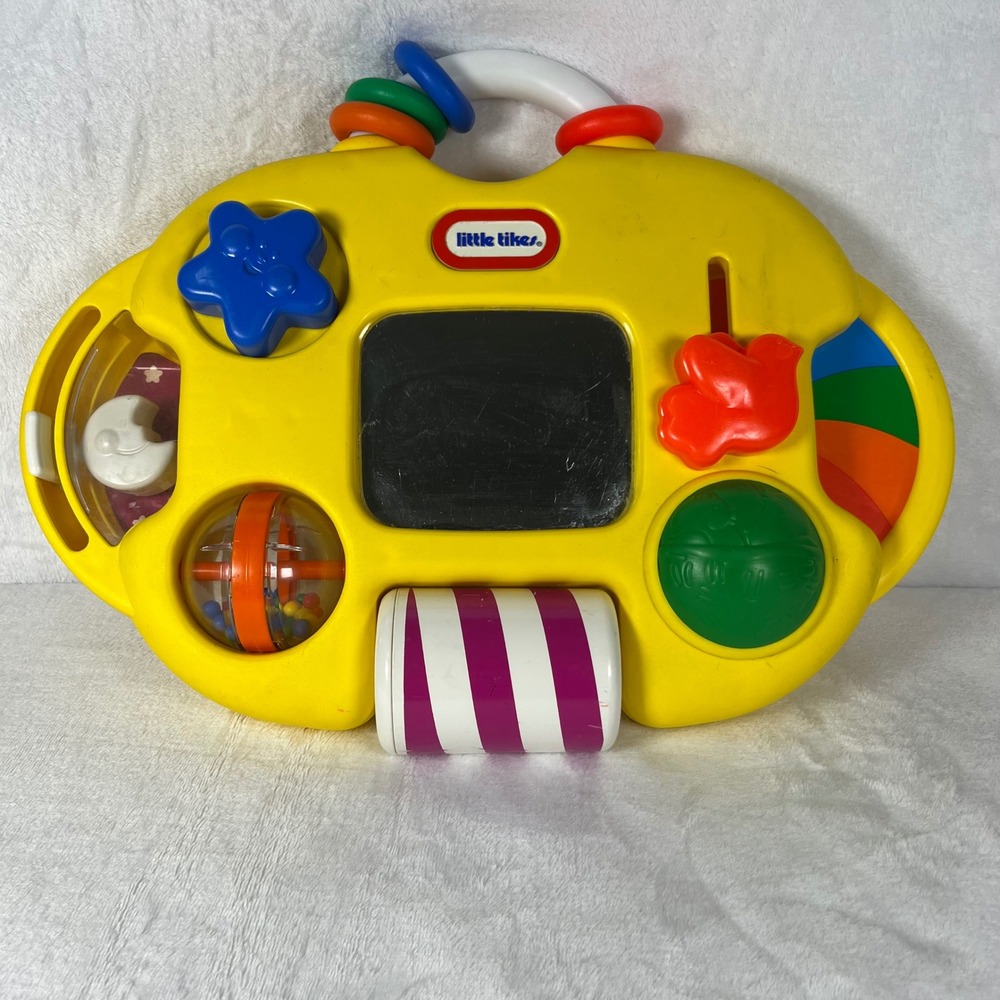 Little Tikes Vintage Baby Activity Center Crib Toy Yellow Mirror Rattle 1525-01